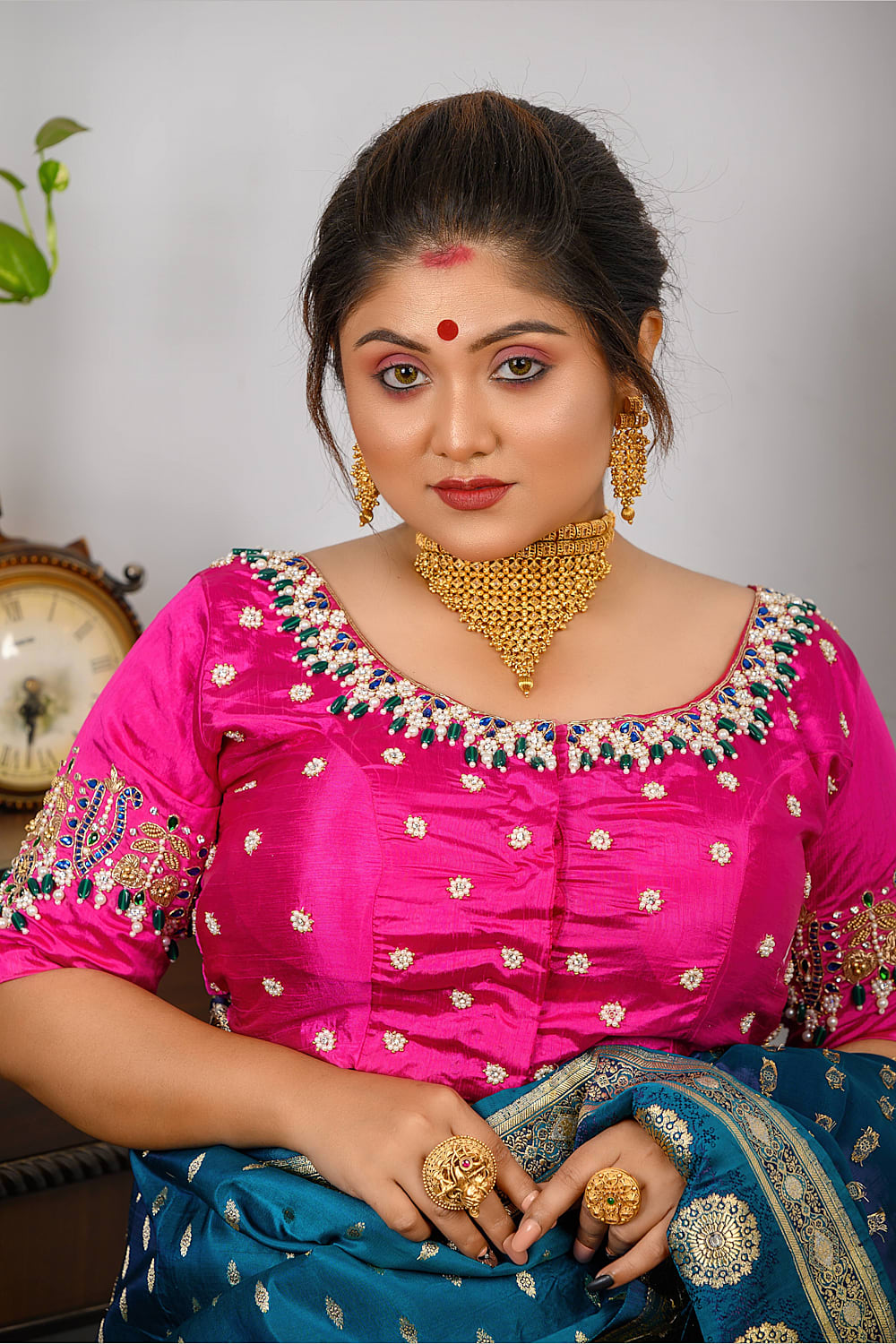 Nude Pink Blouse With Pant Saree – Chhavvi Aggarwal