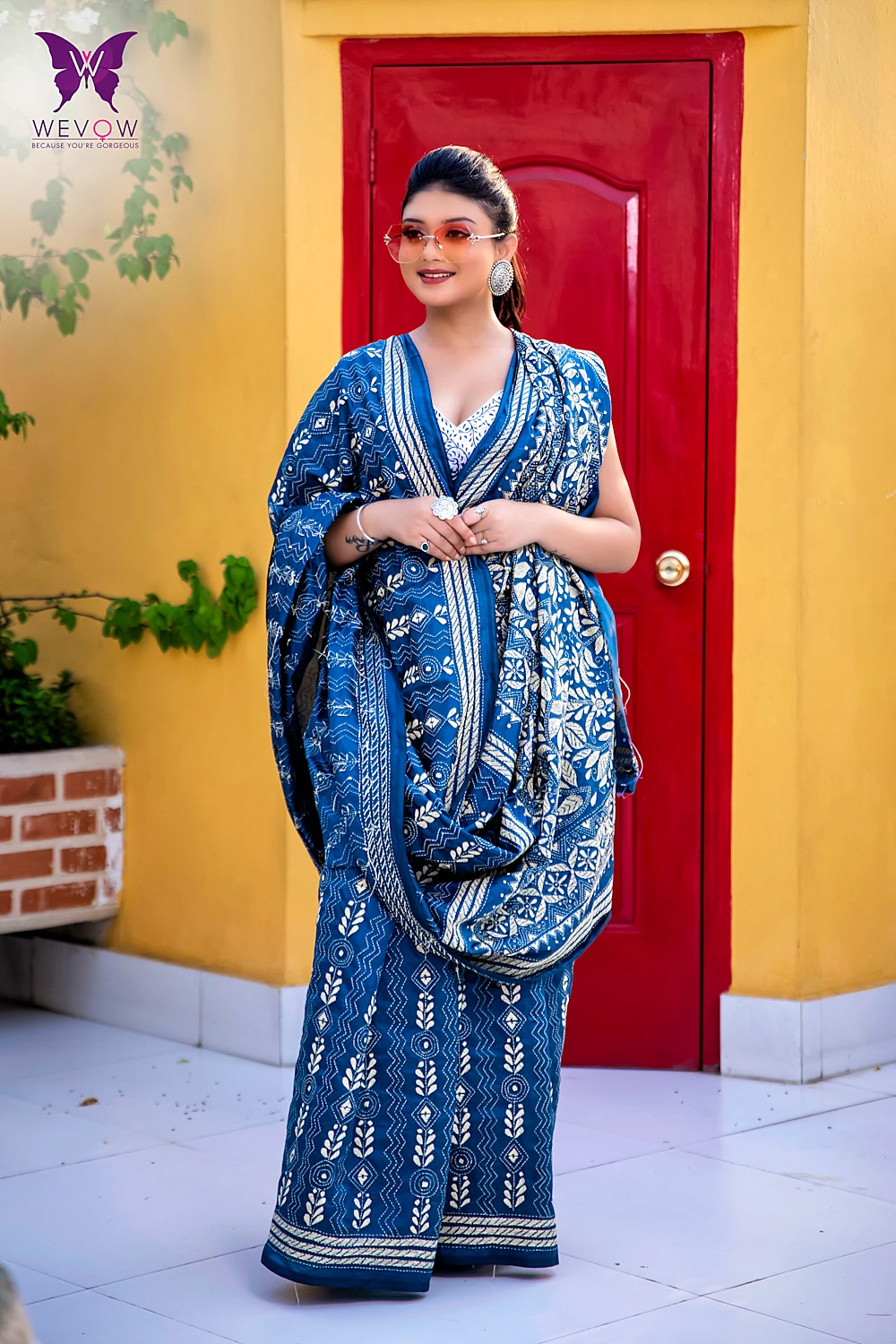 Indigo Print Saree Online | Dabu Printed Sari Online